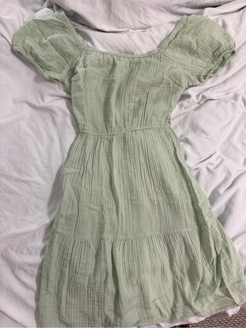 Jessica Simpson Mint Green Puff-Sleeve Mini Dress